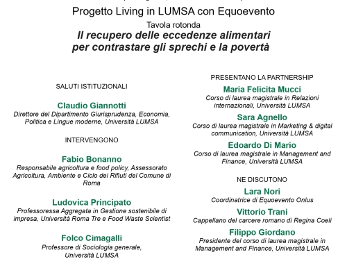 Spreco alimentare e povertà: nuova partnership tra Università LUMSA ed Equoevento